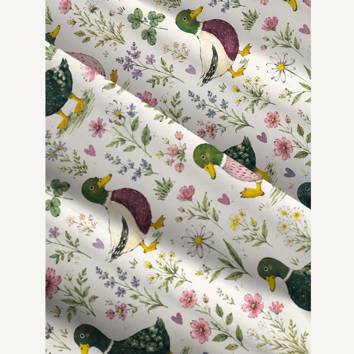 Watercolor Duck Print Wide Straps Maxi Dress With Pockets