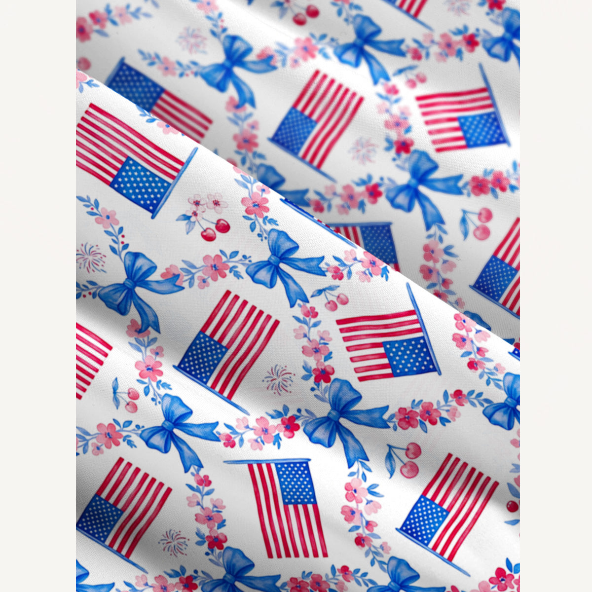 Patriotic Floral Print Wide Straps Maxi Dress With Pockets