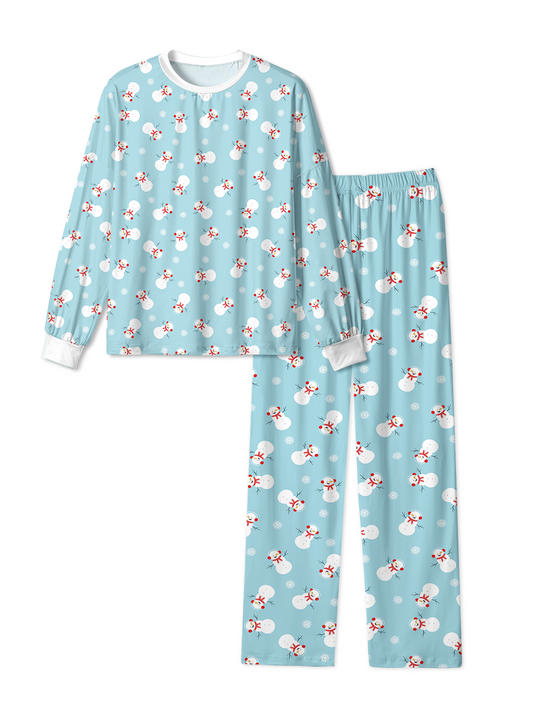 Vintage Blue Snowman Snowflake Christmas Pajamas