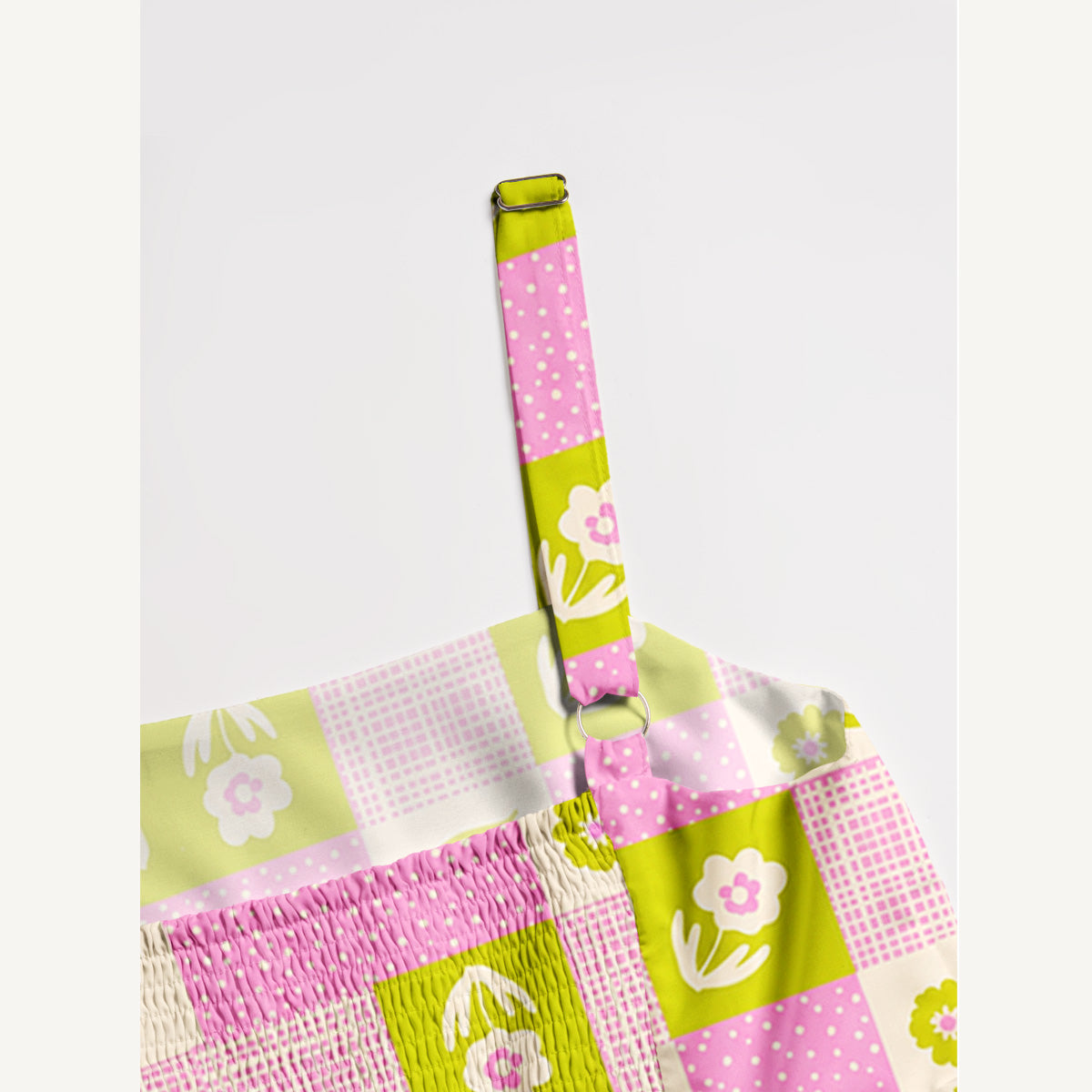 Spring Picnic Patchwork Print Wide Straps Maxi Dress With Pockets