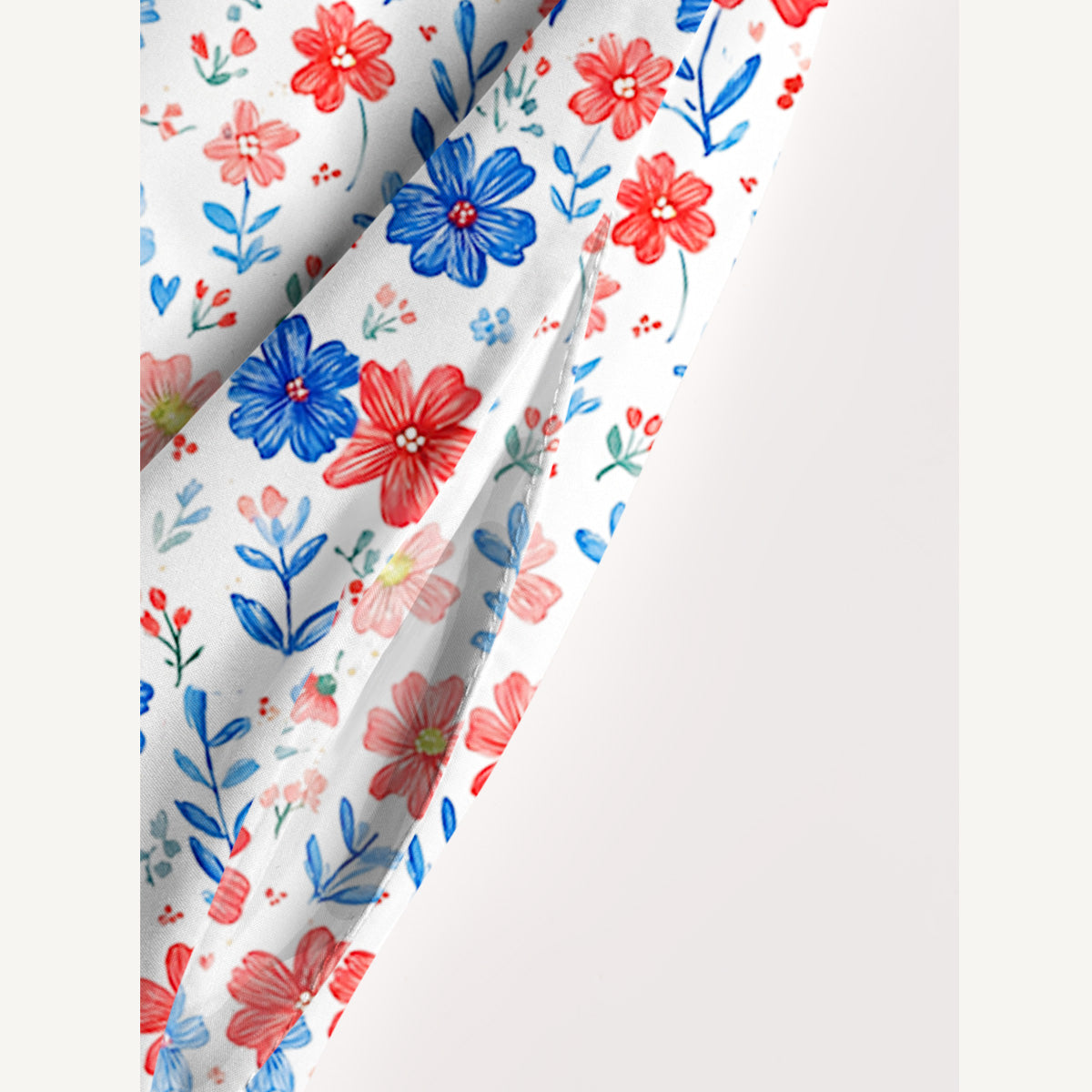 Patriotic 4th of July Flowers Print Wide Straps Maxi Dress With Pockets