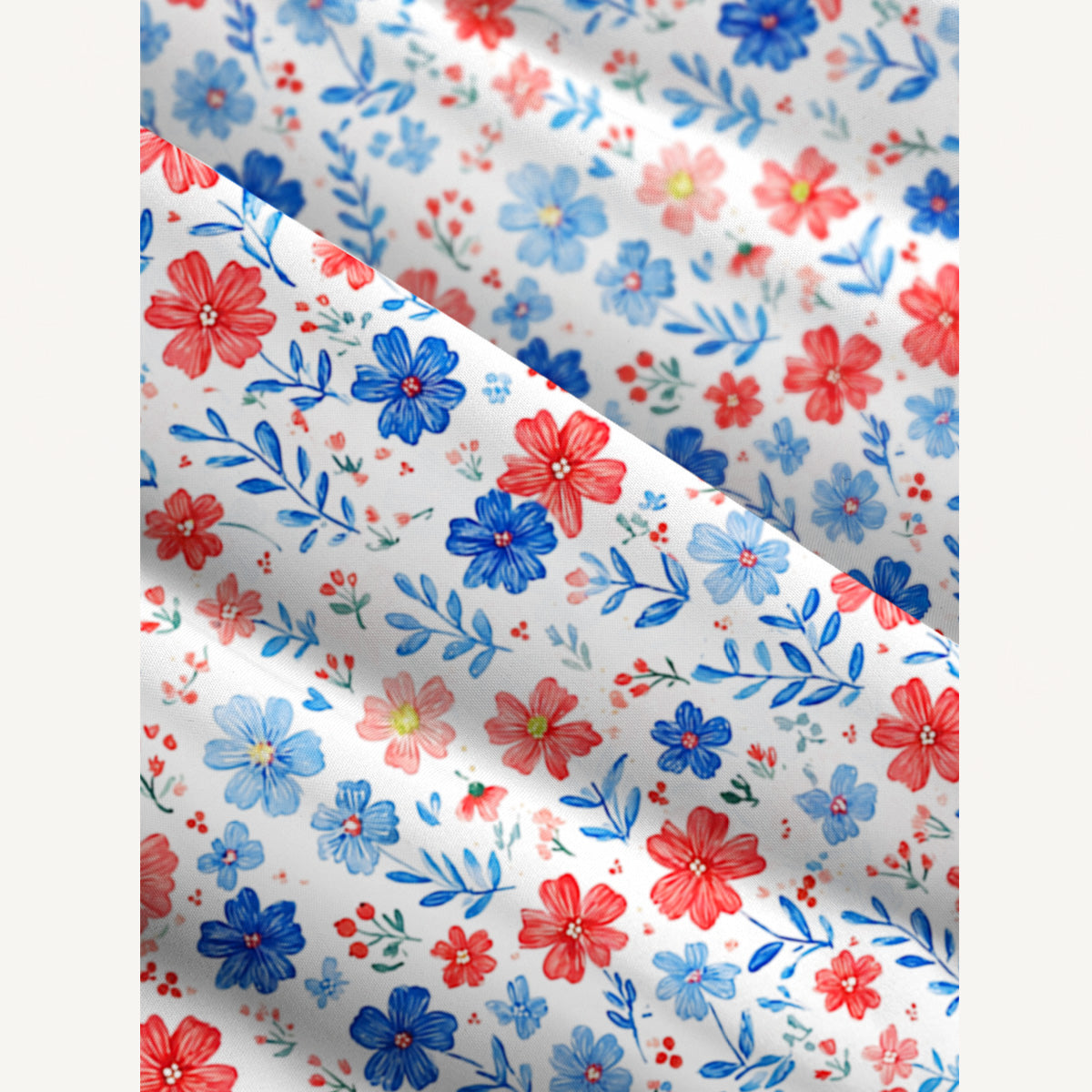 Patriotic 4th of July Flowers Print Wide Straps Maxi Dress With Pockets