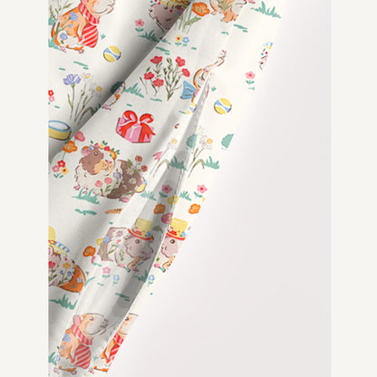 Guinea Pig Picnic Print Wide Straps Maxi Dress With Pockets