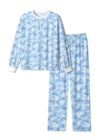 Vintage Cute Blue Pine Snowflake Christmas Pajamas
