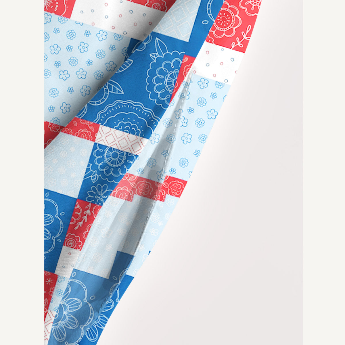 Patriotic Patchwork Print Wide Straps Maxi Dress With Pockets
