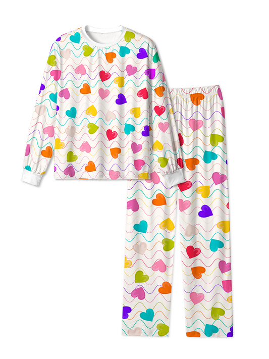 Vintage Colorful Repeating Heart Pajamas