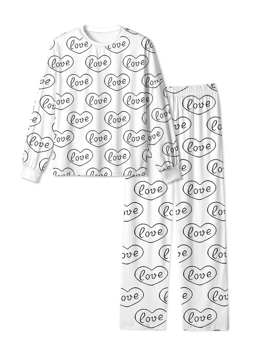 Vintage Black Love Heart Pajamas