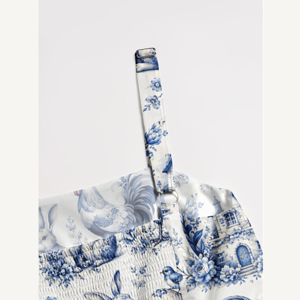 Delft Farm Print Wide Straps Maxi Dress With Pockets