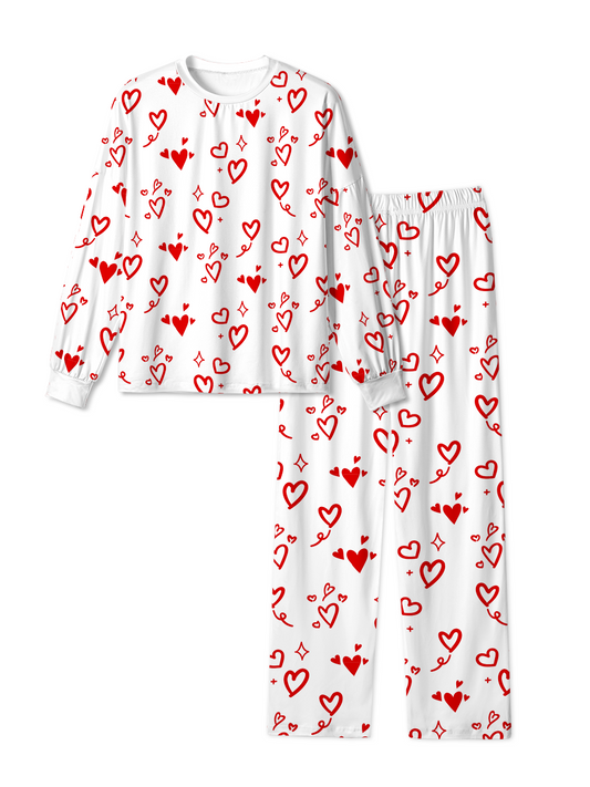 Vintage Red Heart Doodle Pajamas