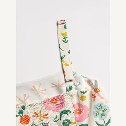 Cottage Garden Print Wide Straps Maxi Dress With Pockets