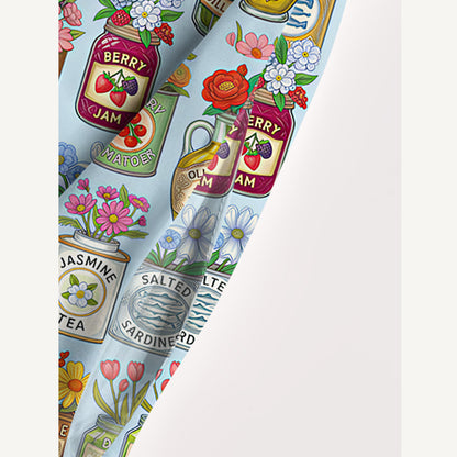 Vintage Pantry Label Print Wide Straps Maxi Dress With Pockets