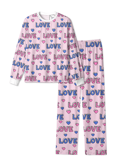 Vintage Blue Pink Love Heart Pajamas
