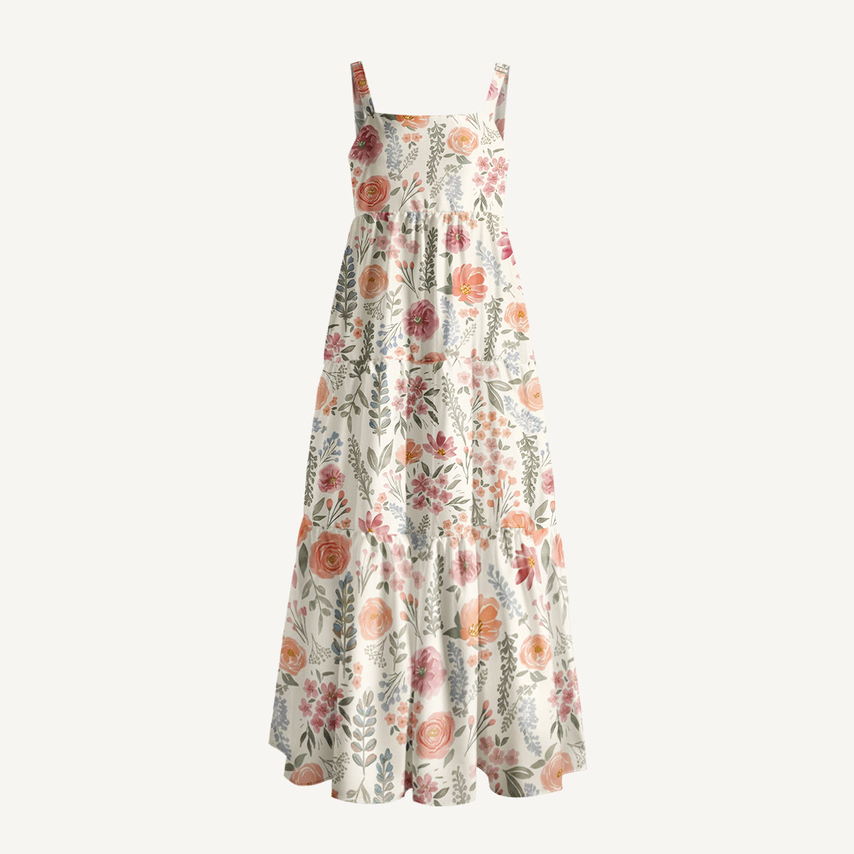 The Wild Flowers Print Wide Straps Maxi Dress With Pockets