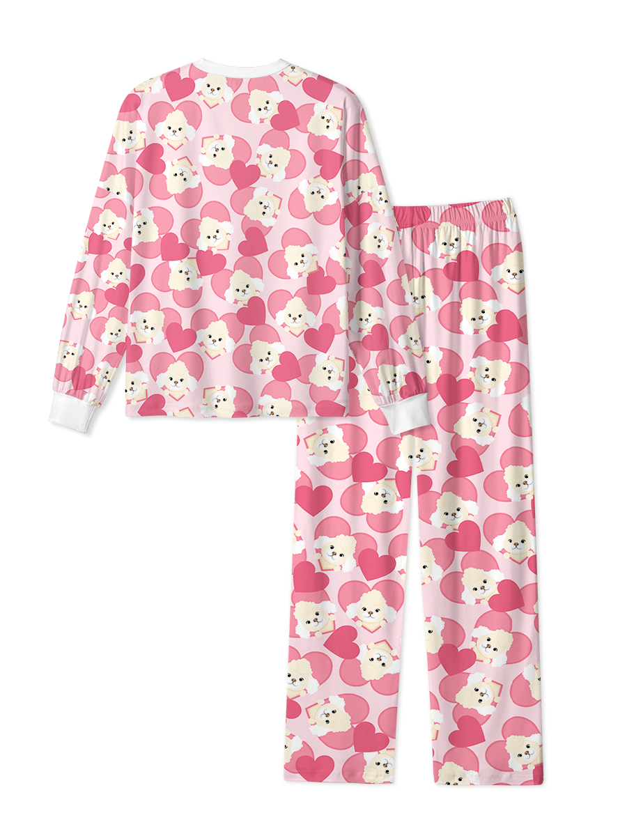 Vintage Pink Poodle Heart Pajamas