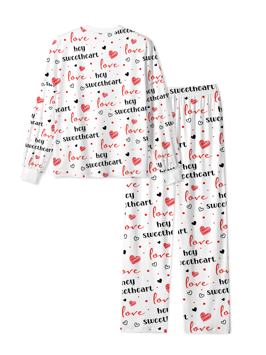 Vintage Red Love Hey Sweetheart Heart  Pajamas