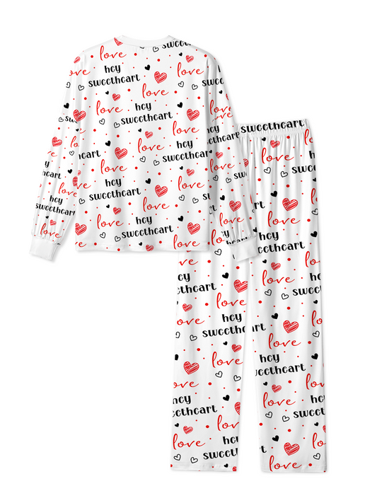 Vintage Red Love Hey Sweetheart Heart  Pajamas