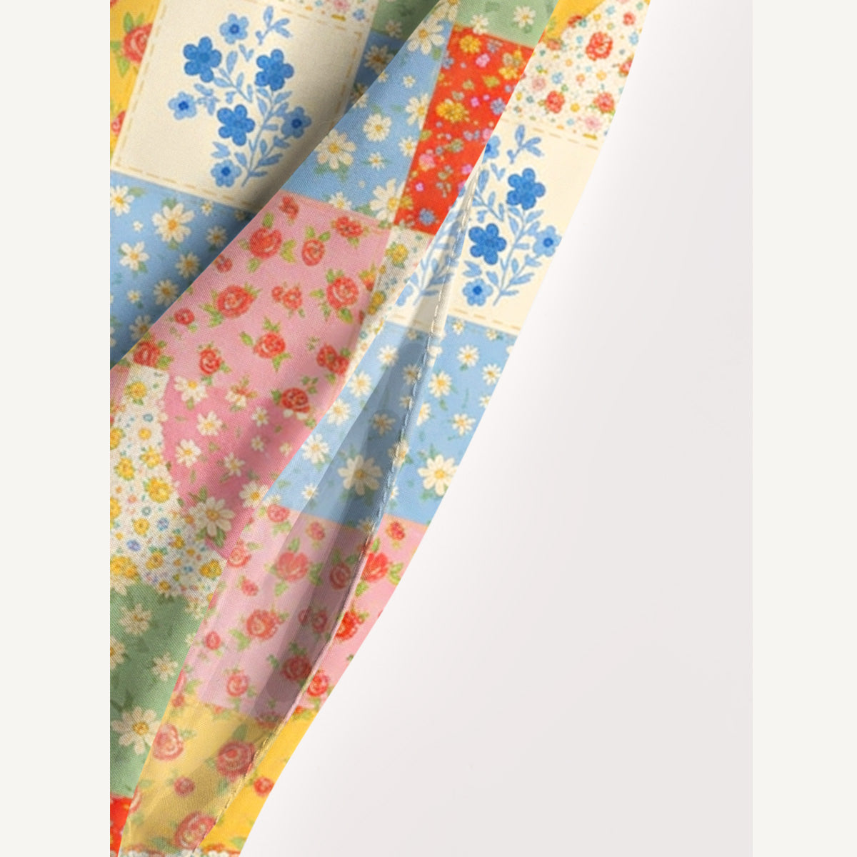 Vintage Flower Print Quilt Wide Straps Maxi Dress With Pockets