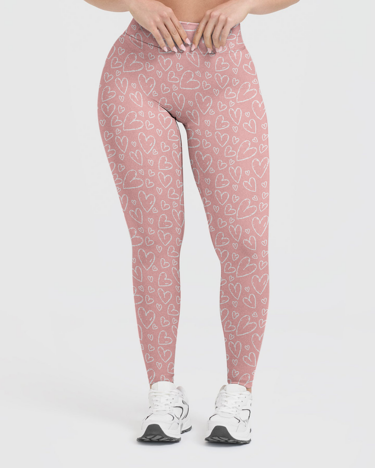 Vintage Pink Sketch Heart Leggings