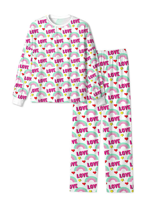 Vintage Rainbow Love Pop Cute Heart Pajamas