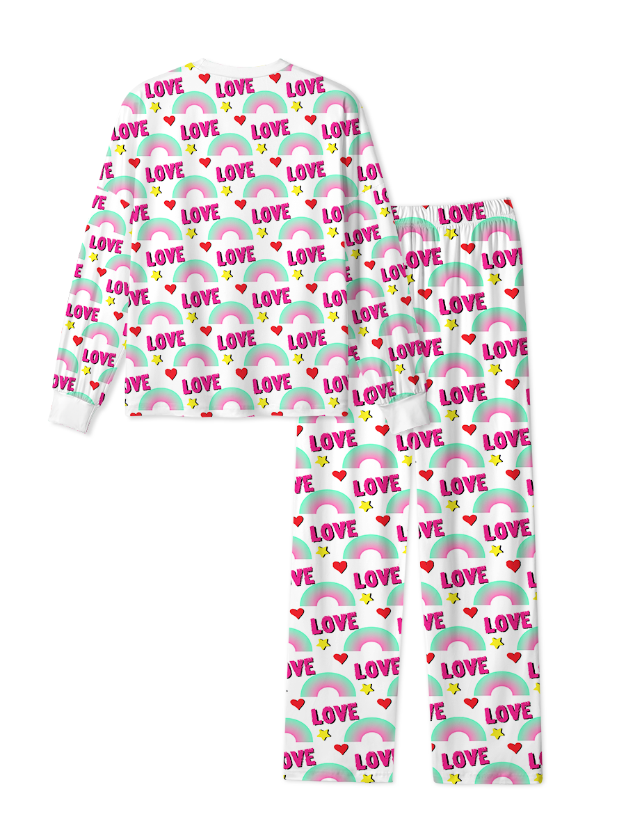 Vintage Rainbow Love Pop Cute Heart Pajamas