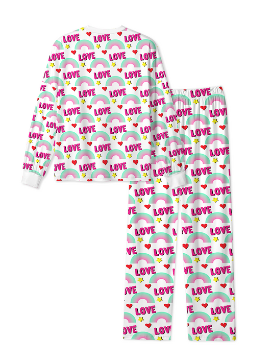 Vintage Rainbow Love Pop Cute Heart Pajamas