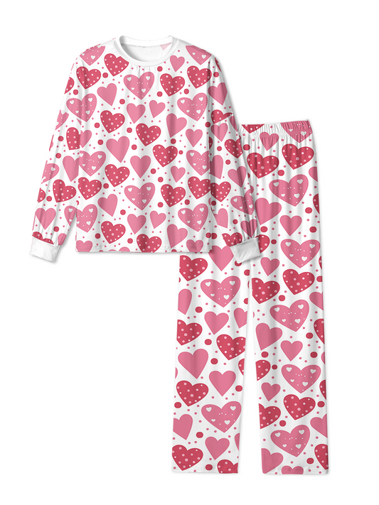 Vintage Polka Dot Heart Cute Pop Pajamas