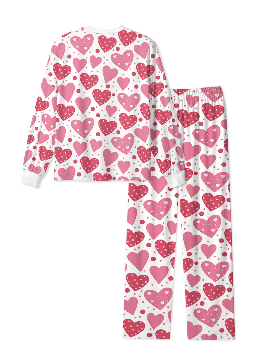Vintage Polka Dot Heart Cute Pop Pajamas