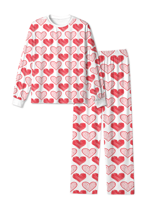 Vintage Doodle Heart Red Pop Pajamas