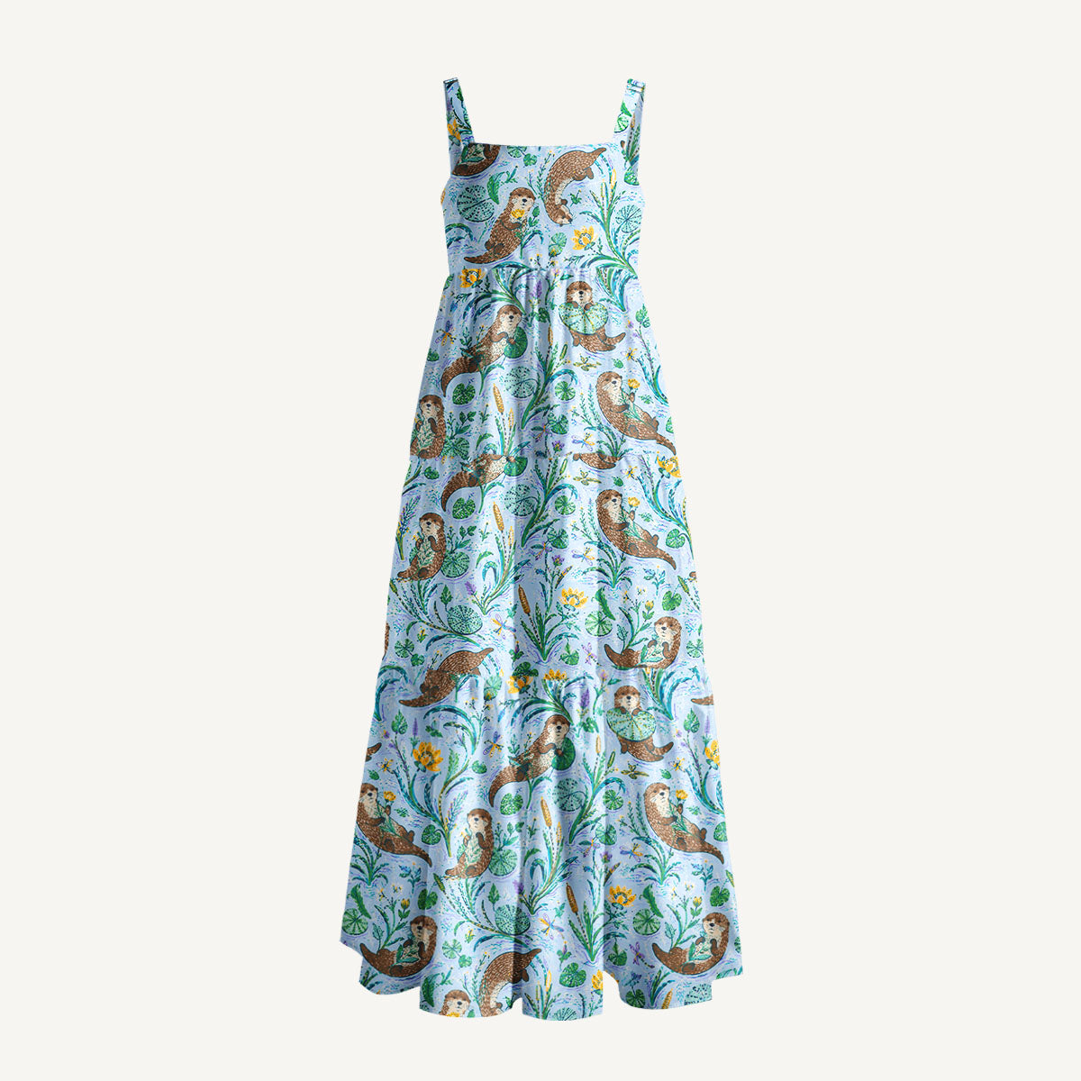 Otter Lily Escape Print Wide Straps Maxi Dress With Pockets