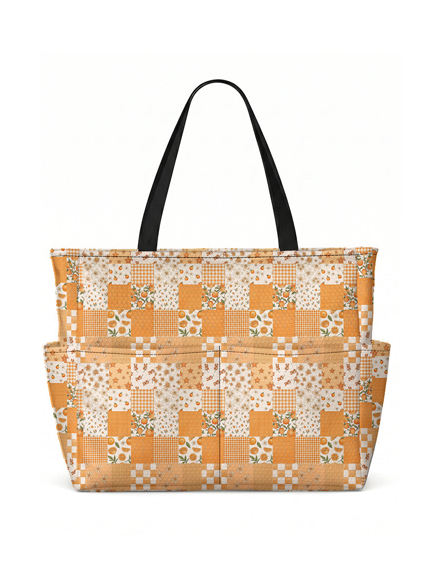 Lemon Sunshine Patchwork Print Tote Bag