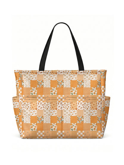 Lemon Sunshine Patchwork Print Tote Bag