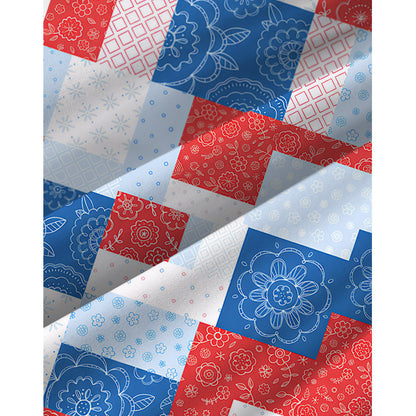 Patriotic Patchwork Print Spaghetti Strap Mini Dress