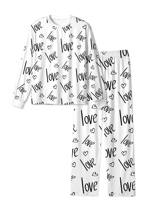 Vintage Black White Love Pop Heart Pajamas