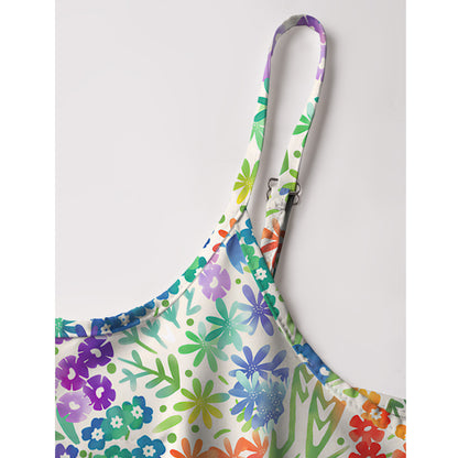 Fun Rainbow Print Spaghetti Strap Mini Dress