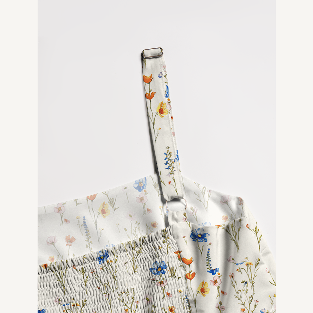 Square Neck Wild Bloom Print Wide Straps Maxi Dress With Pockets
