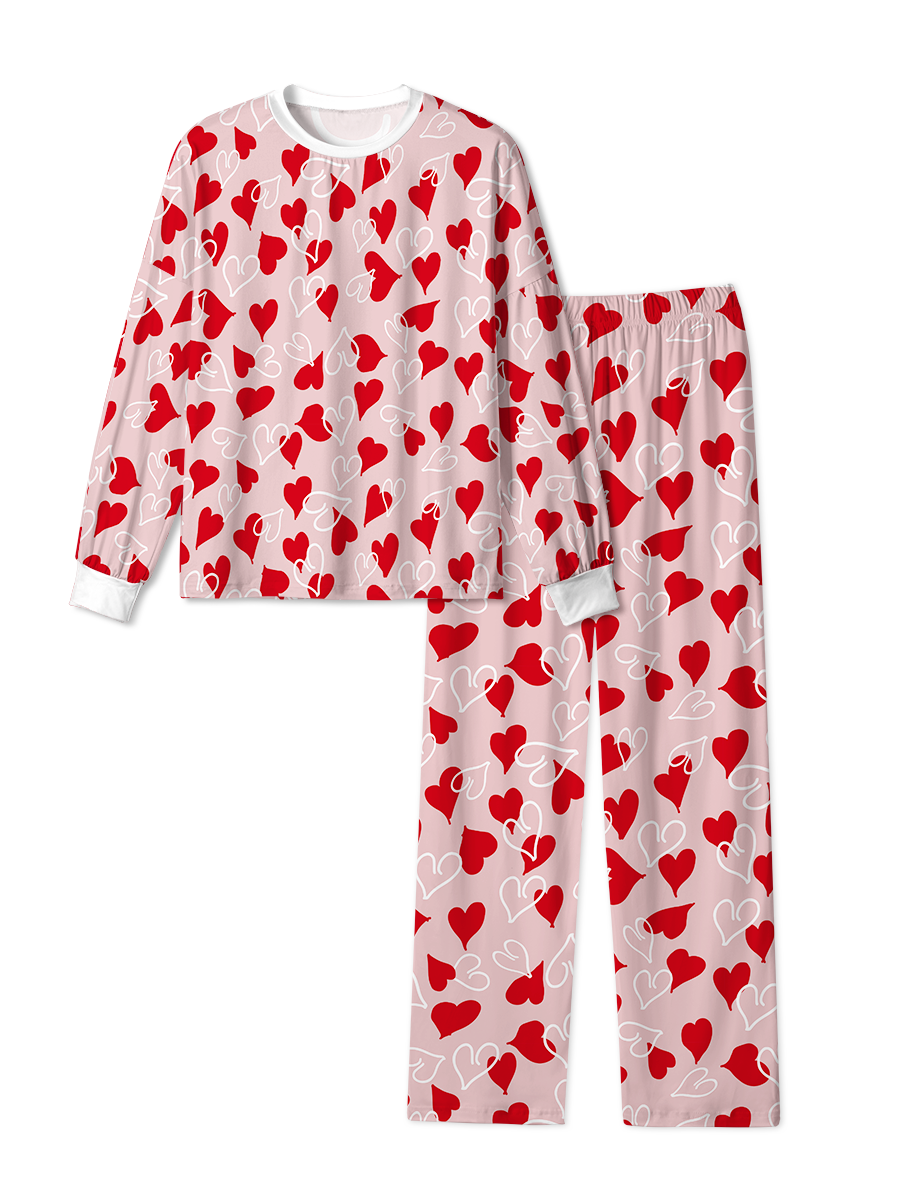 Vintage Red White Heart Pink Pop Pajamas