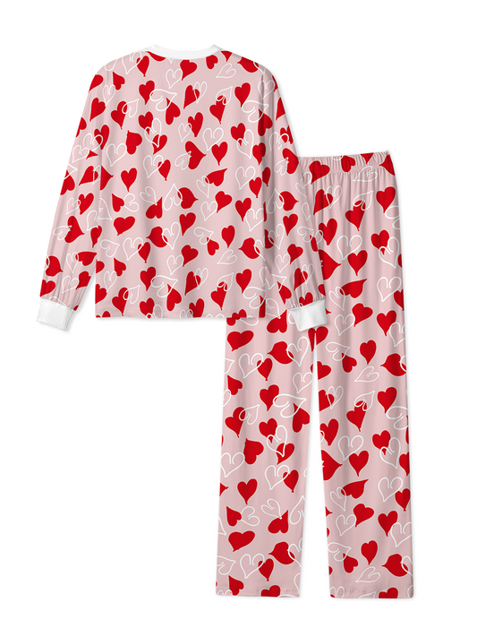 Vintage Red White Heart Pink Pop Pajamas