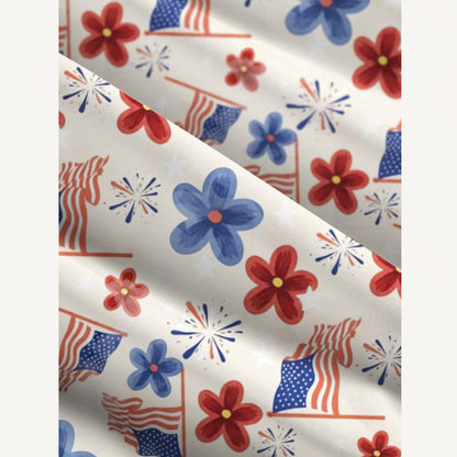 Patriotic Blossom Flag Print Wide Straps Maxi Dress With Pockets