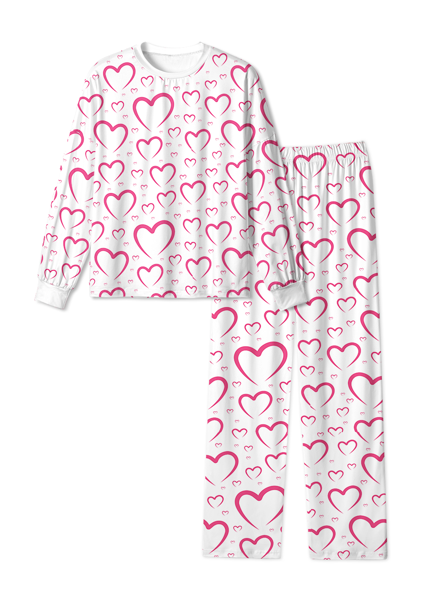 Vintage Pink Outline Heart Pop Pajamas