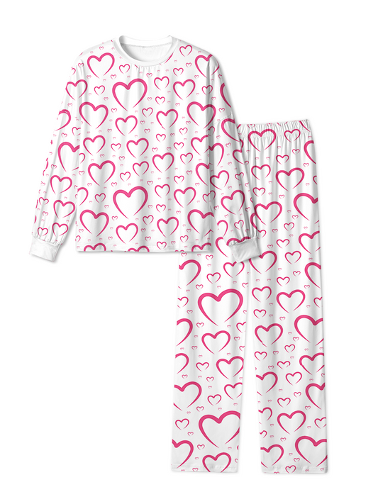 Vintage Pink Outline Heart Pop Pajamas