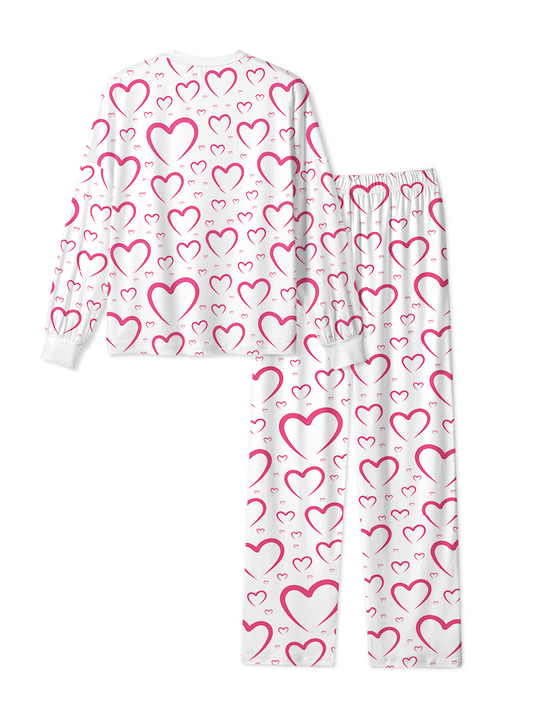 Vintage Pink Outline Heart Pop Pajamas