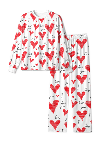 Vintage Scribble Heart I Love You Pop Pajamas
