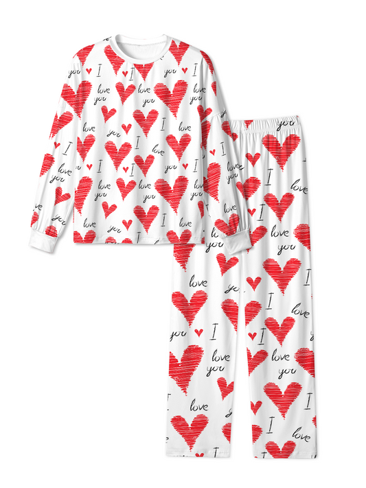 Vintage Scribble Heart I Love You Pop Pajamas