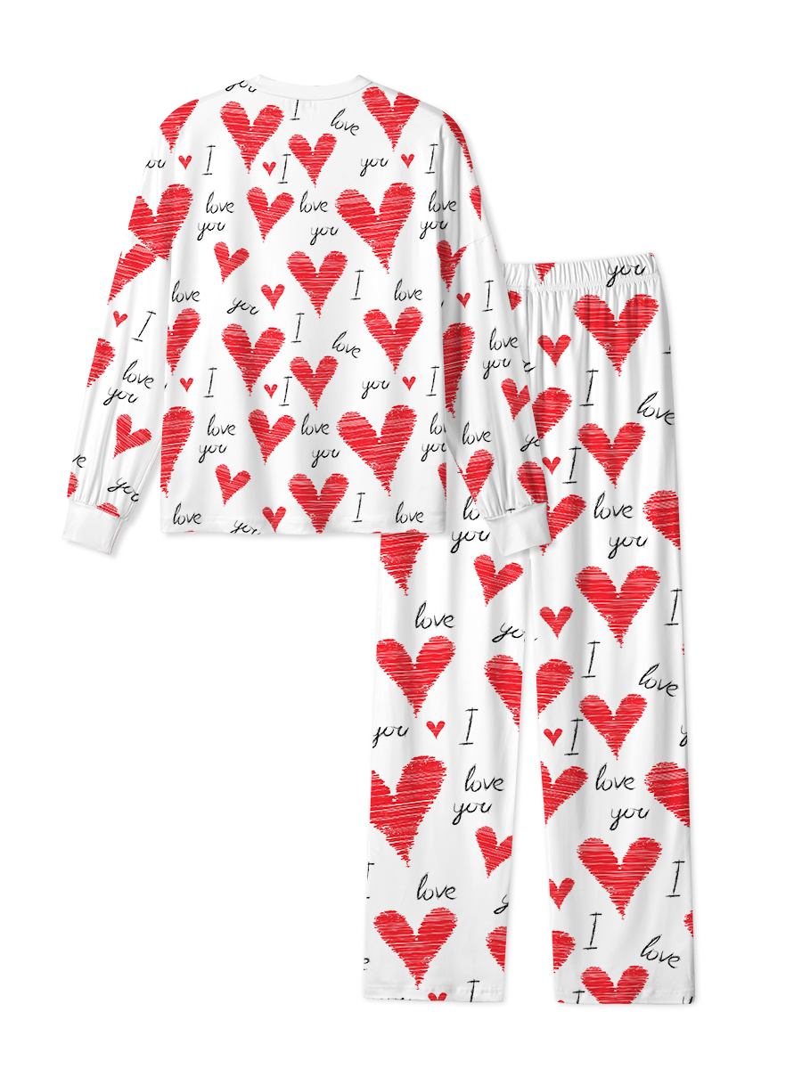 Vintage Scribble Heart I Love You Pop Pajamas