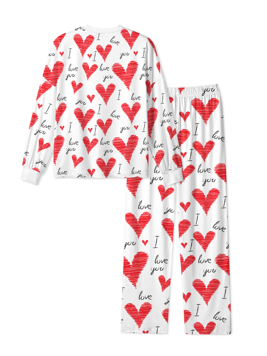 Vintage Scribble Heart I Love You Pop Pajamas