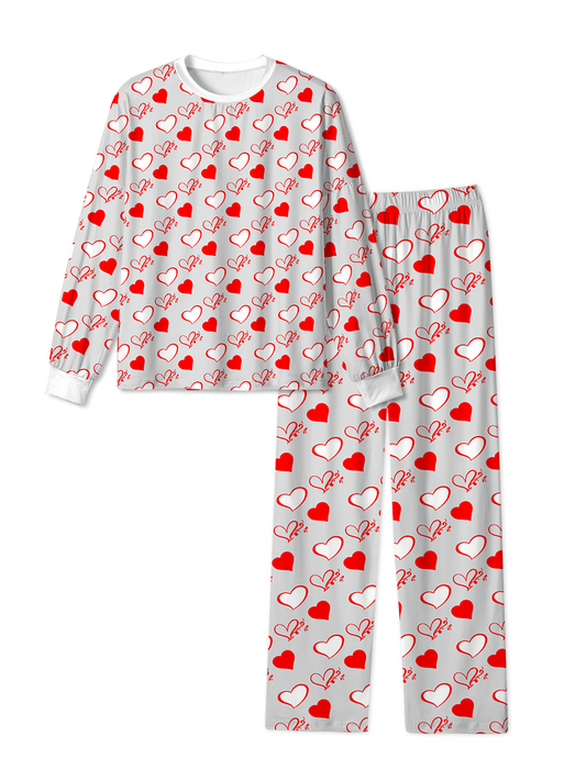 Vintage Red Grey Heart Pop Pajamas
