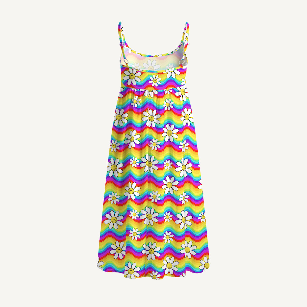 Rainbow Floral Print Spaghetti Strap Mini Dress
