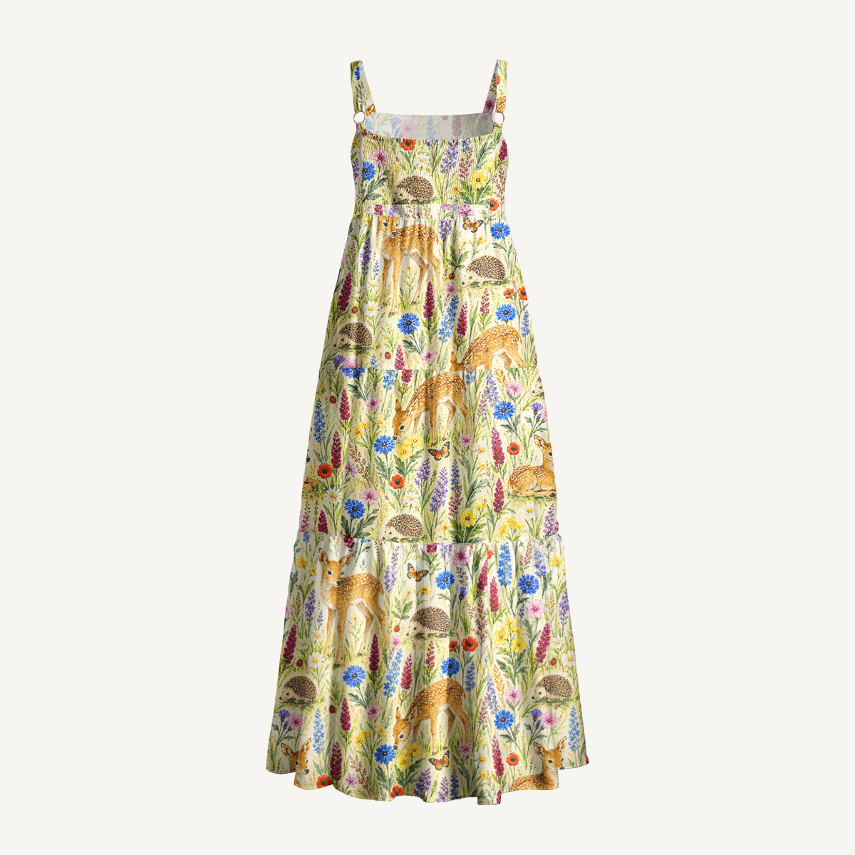 Woodland Meadow Harmony Print Wide Straps Maxi Dress With Pockets