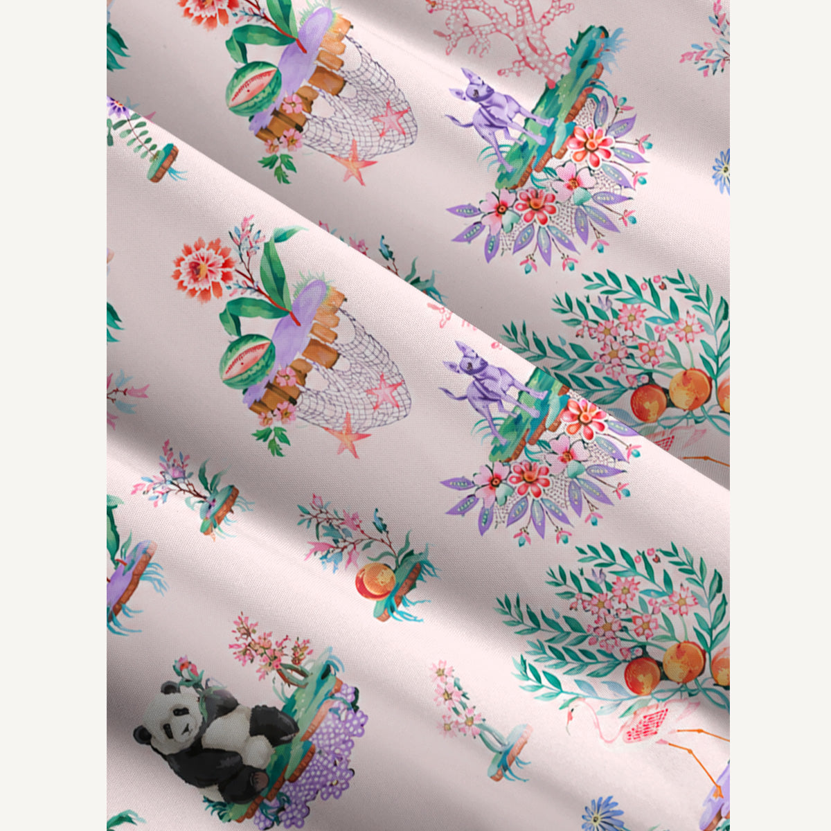 Panda Garden Print Wide Straps Maxi Dress With Pockets