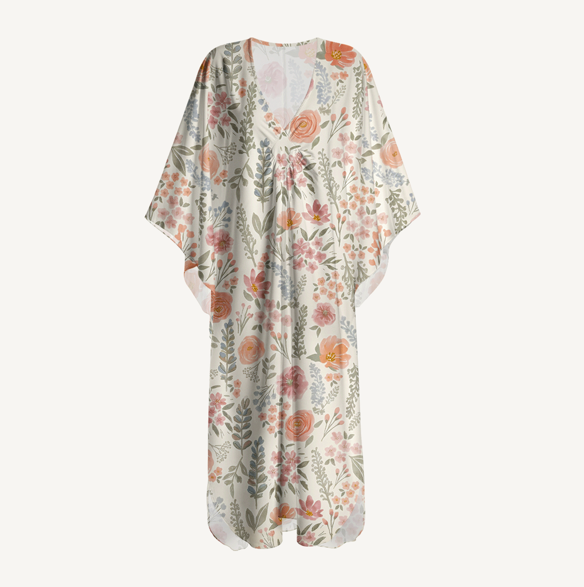 The Wild Flowers Kimono Sleeve Kaftan Dress